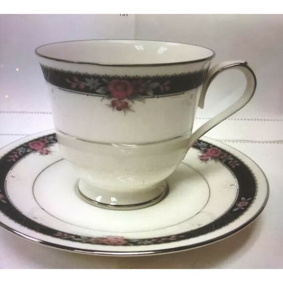 Noritake Ivory China ETIENNE Pattern Cup & Saucer Set Made In Japan 6 available - Picture 3 of 4